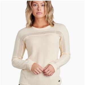 KÜHL Cream Waffle Knit Sweater with Mesh Detailing - Women's Large